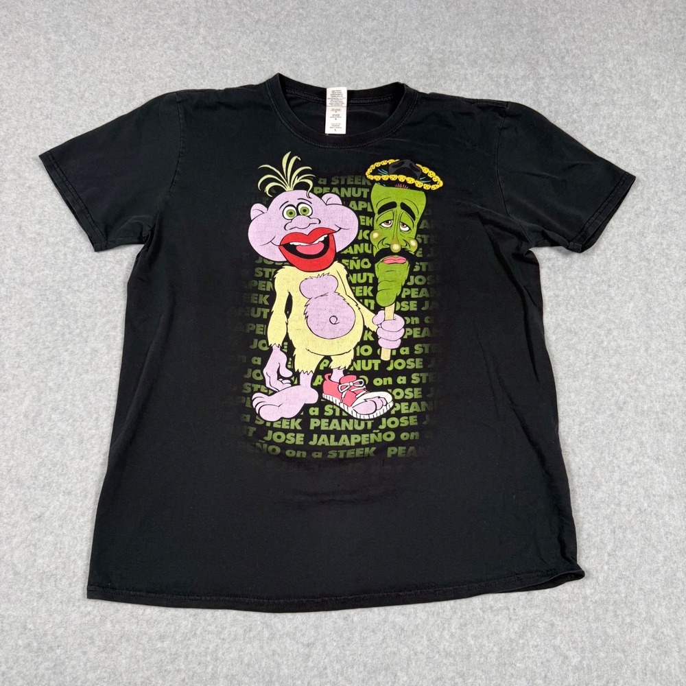 Jeff Dunham Peanut Jose Jalapeno Graphic Tee Mens Large Black Gildan Softstyle